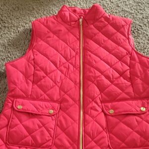 St. John's Bay XL Red Quilted Vest with Gold Accents